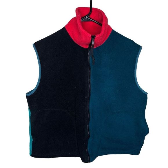 VTG Polartec Color Block Full Zip Fleece Vest - Picture 1 of 4